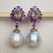 Approx. 15.0 mm, White South Sea Pearl, Drop Gems Flame Jacket Pearl Earrings