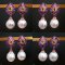 Approx. 13.0-14.0 mm, White South Sea Pearl, Drop Gems Flame Jacket Pearl Earrings