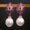 Approx. 13.0-14.0 mm, White South Sea Pearl, Drop Gems Flame Jacket Pearl Earrings