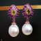 Approx. 13.0-14.0 mm, White South Sea Pearl, Drop Gems Flame Jacket Pearl Earrings