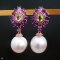 Approx. 13.0-14.0 mm, White South Sea Pearl, Drop Gems Flame Jacket Pearl Earrings