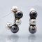 Approx. 5.0 -7.0 mm, Akoya Pearl and Tahitian Pearl, Alternating Sizes Pearl Row Stud Earrings