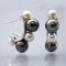 Approx. 5.0 -7.0 mm, Akoya Pearl and Tahitian Pearl, Alternating Sizes Pearl Row Stud Earrings