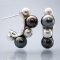 Approx. 5.0 -7.0 mm, Akoya Pearl and Tahitian Pearl, Alternating Sizes Pearl Row Stud Earrings