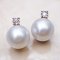 12.12-12.17 mm, White South Sea Pearl, Diamond Stud Pearl Earrings