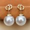 11.02-11.03 mm, White South Sea Pearl, CD Dangle Pearl Earrings