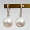 12.16-12.23 mm, White South Sea Pearl, Diamond Fish Hooks Jacket pearl Earrings