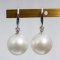 12.37 -12.41 mm, White South Sea Pearl, Fish Hooks Diamond Pearl Earrings