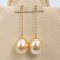 12.45 -12.67 mm, Gold South Sea Pearl, Stud Bead Chain Dangle Pearl Earrings