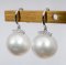 Approx. 10.89 -10.90 mm, White South Sea Pearl, Diamond Mini Fish Hooks Earrings