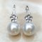 11.39 -11.41 mm, White South Sea Pearl, Diamond Flower Fish Hooks Pearl Earrings