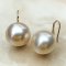 Approx. 11.0 -12.0 mm, Gold South Sea Pearl, Fish Hooks Spoon Pearl Earrings