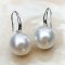 12.79-12.92 mm, White South Sea Pearl, Fish Hooks Earrings