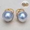 13.68 x 14.19 and 15.21 x14.29 mm, The Rock Premium, White South Sea Pearl, Cocktail Diamond Pearl Stud Earrings