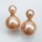 Approx. 7.0 - 8.0 and 12.0 - 13.0 mm, Freshwater and Edison Pearl, Front Back Twin Pearl Double Stud Earrings