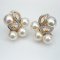 Approx. 6.0 - 8.0 mm, Cherry Blossom, Akoya Pearl, Pearl Grapes Bunch Diamond Stud Earrings