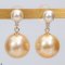 Approx. 5.0 mm and 11.0 mm, Akoya and Gold South Sea Pearl, Dangle Pearl Duo Stud Earrings