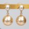 Approx. 5.0 mm and 11.0 mm, Akoya and Gold South Sea Pearl, Dangle Pearl Duo Stud Earrings