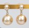 Approx. 5.0 mm and 11.0 mm, Akoya and Gold South Sea Pearl, Dangle Pearl Duo Stud Earrings