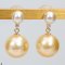 Approx. 5.0 mm and 11.0 mm, Akoya and Gold South Sea Pearl, Dangle Pearl Duo Stud Earrings