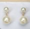 Approx. 6.0 - 10.0 mm, Akoya Pearl and White South Sea Pearl, Dangle Pearl Duo Stud Earrings