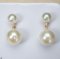Approx. 6.0 - 10.0 mm, Akoya Pearl and White South Sea Pearl, Dangle Pearl Duo Stud Earrings