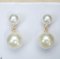 Approx. 6.0 - 10.0 mm, Akoya Pearl and White South Sea Pearl, Dangle Pearl Duo Stud Earrings