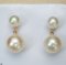 Approx. 6.0 - 10.0 mm, Akoya Pearl and White South Sea Pearl, Dangle Pearl Duo Stud Earrings