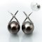 7.48 -7.59 mm, Tahitian Pearl, Minimal Diamond Bow Pearl Earrings