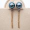 10.88-10.90 mm, Tahitian Pearl, Diamond Chain Tassel Pearl Stud Earrings