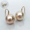 13.81-13.95 mm, Gold South Sea Pearl, Fish Hooks Spoon Pearl Earrings
