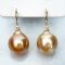 14.47 - 14.52 mm, Gold South Sea Pearl, Fish Hooks Crown Diamond Dangle Pearl Earrings