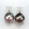 12.03 - 12.28 mm, Tahitian Pearl, CC Dangle Pearl Stud Earrings