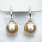 Approx. 13.0 mm, Gold South sea Pearl, Fish Hooks Diamond Bar Cup Dangle Pearl Earrings