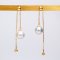 7.43 - 7.52 mm, White South Sea Pearl, Head Pin Cable Chain Dangle Diamond and Pearl Stud Earrings