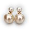 7.26 - 7.42 mm and 13.11 - 13.12 mm, Akoya Pearl and Gold South Sea Pearl, Front Back Twin Pearl Double Stud Earrings