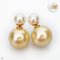 Approx. 6.0 -7.0 and 13.0 mm, Akoya Pearl and Gold South Sea Pearl, Front Back Twin Pearl Double Stud Earrings