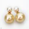 Approx. 6.0 -7.0 and 13.0 mm, Akoya Pearl and Gold South Sea Pearl, Front Back Twin Pearl Double Stud Earrings