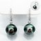 11.35-11.41 mm, Tahitian Pearl, Fish Hooks Diamond Jacket Pearl Earrings