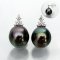 10.20 - 10.39 mm, Tahitian Pearl, Diamond Crown Pearl Stud Earrings