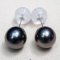 Approx. 9.0 -10.0 mm, Tahitian Pearl, Stud Pearl Earrings