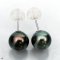 Approx. 9.0 -10.0 mm, Tahitian Pearl, Stud Pearl Earrings