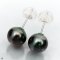 Approx. 9.0 -10.0 mm, Tahitian Pearl, Stud Pearl Earrings