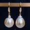 Approx. 12.0 - 14.0  mm, Gold South Sea Pearl, Fish Hooks Pearl Earrings