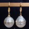 Approx. 12.0 - 14.0  mm, Gold South Sea Pearl, Fish Hooks Pearl Earrings