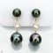 Approx. 7.0 - 10.0 mm, Tahitian Pearl, Dangle CZ and Pearl Stud Pearl Earrings