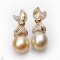 Approx.12.0 mm, Gold South Sea Pearl, Bow - White Topaz Paved Stud Peal Earrings