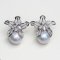 Approx. 15.0 mm, Edison Pearl, Lilly CZ Paved Pearl Stud Earrings