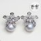 Approx. 15.0 mm, Edison Pearl, Lilly CZ Paved Pearl Stud Earrings