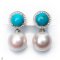 Approx. 15.0 mm, Edison Pearl, Cocktail Turquoise Dangle Pearl Jacket Earrings